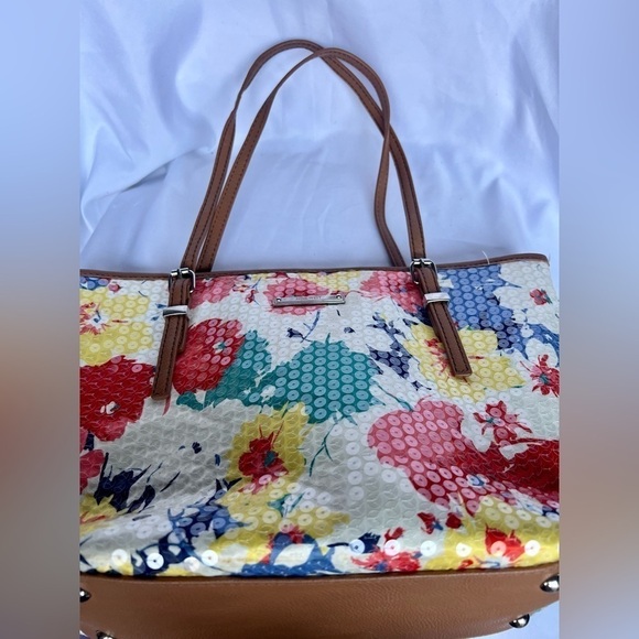 Nine West It Girl Sequin Floral Tote Purse - Picture 5 of 14